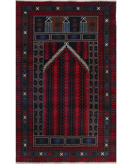 Baluch 3' 0" X 4' 10" Hand Knotted Wool Rug 3' 0" X 4' 10" (91 X 147) / Red / Wool