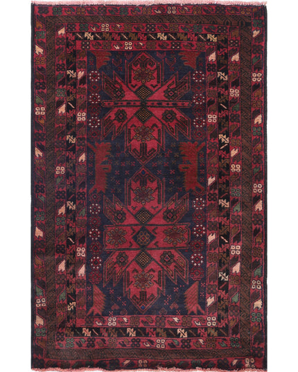 Baluch 3' 0" X 4' 9" Hand Knotted Wool Rug 3' 0" X 4' 9" (91 X 145) / Red / Wool