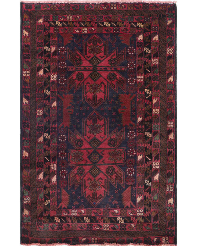 Baluch 3' 0" X 4' 9" Hand Knotted Wool Rug 3' 0" X 4' 9" (91 X 145) / Red / Wool