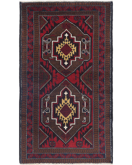 Baluch 2' 9" X 4' 11" Hand Knotted Wool Rug 2' 9" X 4' 11" (84 X 150) / Red / Wool
