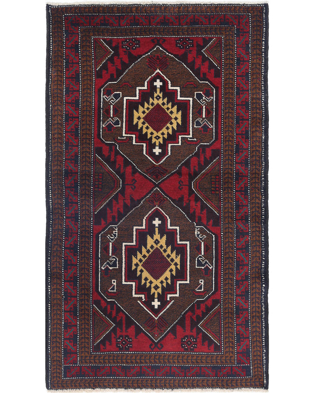 Baluch 2' 9" X 4' 11" Hand Knotted Wool Rug 2' 9" X 4' 11" (84 X 150) / Red / Wool