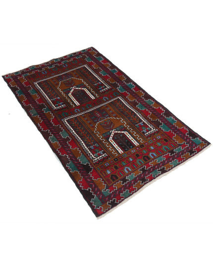 Baluch 2' 11" X 4' 9" Hand Knotted Wool Rug 2' 11" X 4' 9" (89 X 145) / Red / Wool