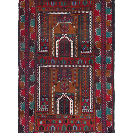 Baluch 2' 11" X 4' 9" Hand Knotted Wool Rug 2' 11" X 4' 9" (89 X 145) / Red / Wool