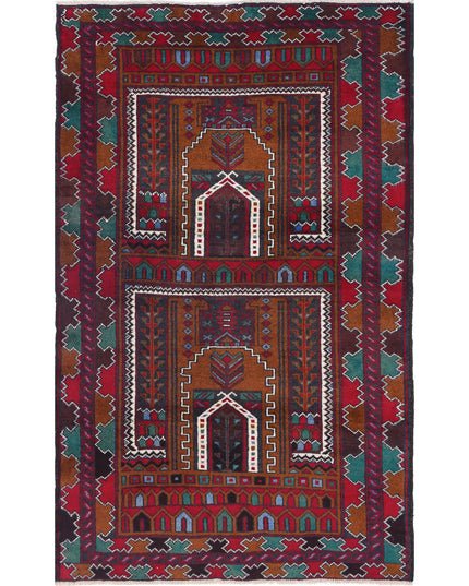 Baluch 2' 11" X 4' 9" Hand Knotted Wool Rug 2' 11" X 4' 9" (89 X 145) / Red / Wool
