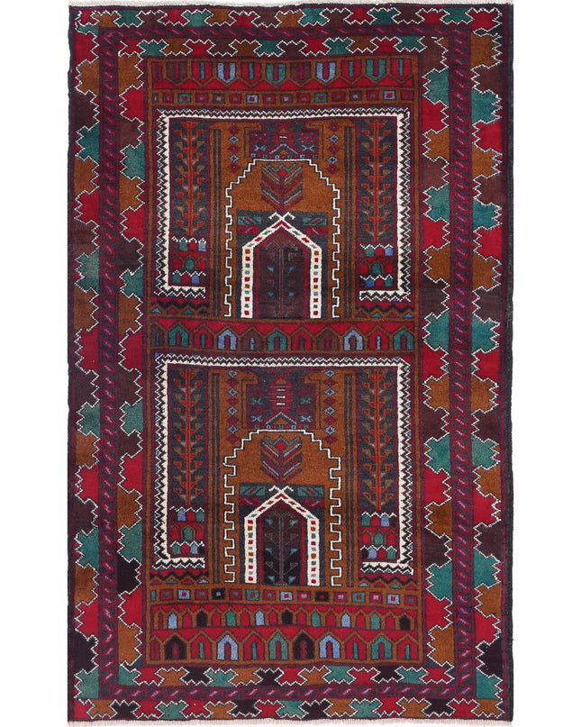 Baluch 2' 11" X 4' 9" Hand Knotted Wool Rug 2' 11" X 4' 9" (89 X 145) / Red / Wool