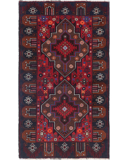 Baluch 2' 8" X 4' 9" Hand Knotted Wool Rug 2' 8" X 4' 9" (81 X 145) / Red / Wool