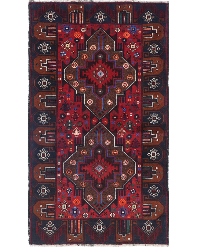 Baluch 2' 8" X 4' 9" Hand Knotted Wool Rug 2' 8" X 4' 9" (81 X 145) / Red / Wool
