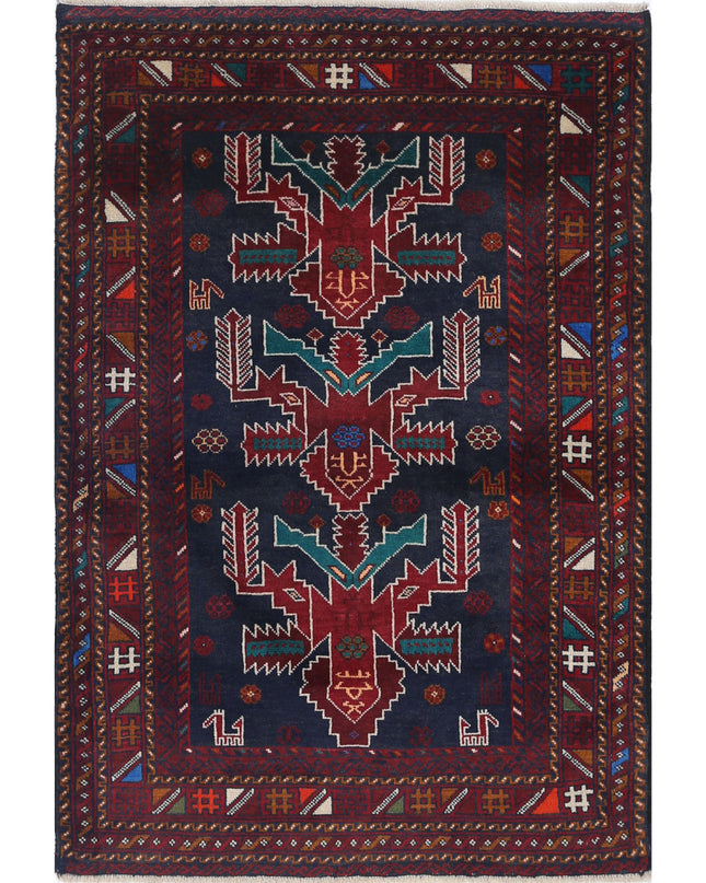 Baluch 2' 10" X 4' 0" Hand Knotted Wool Rug 2' 10" X 4' 0" (86 X 122) / Red / Wool