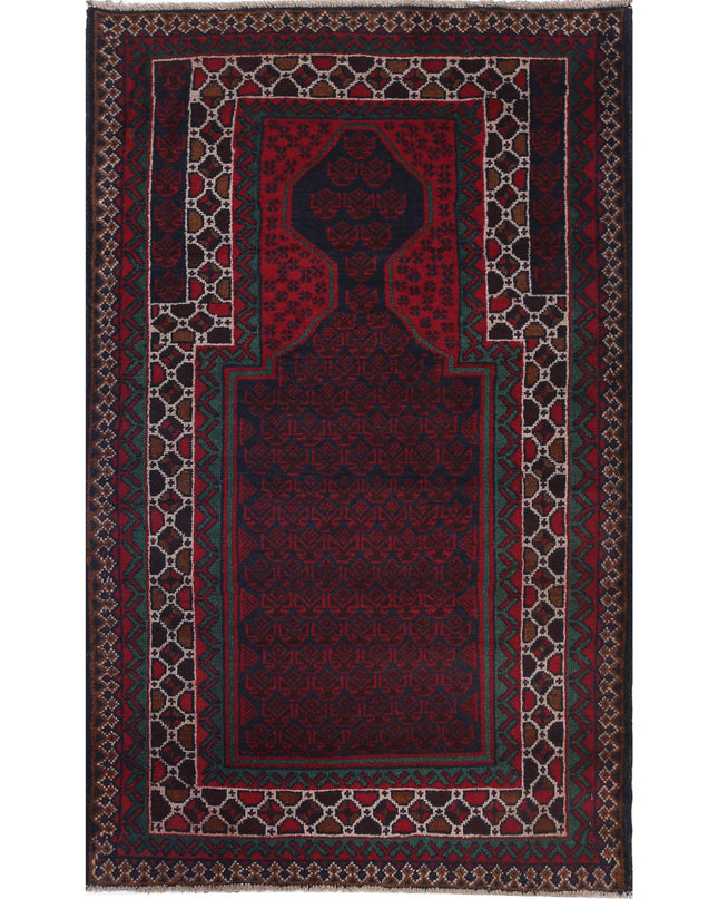 Baluch 2' 9" X 4' 6" Hand Knotted Wool Rug 2' 9" X 4' 6" (84 X 137) / Red / Wool