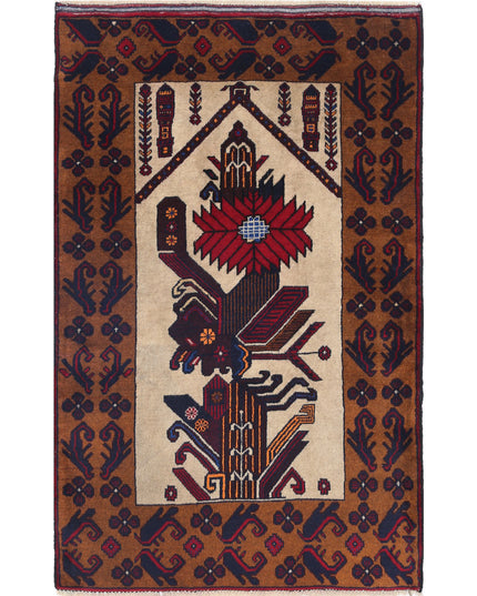 Baluch 3' 0" X 4' 9" Hand Knotted Wool Rug 3' 0" X 4' 9" (91 X 145) / Red / Wool