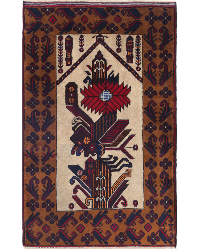 Baluch 3' 0" X 4' 9" Hand Knotted Wool Rug 3' 0" X 4' 9" (91 X 145) / Red / Wool