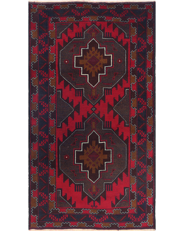 Baluch 2' 1" X 5' 1" Hand Knotted Wool Rug 2' 1" X 5' 1" (63 X 155) / Red / Wool