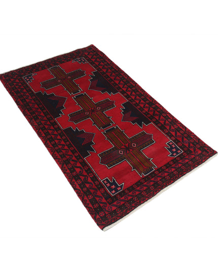 Baluch 2' 10" X 4' 9" Hand Knotted Wool Rug 2' 10" X 4' 9" (86 X 145) / Red / Wool
