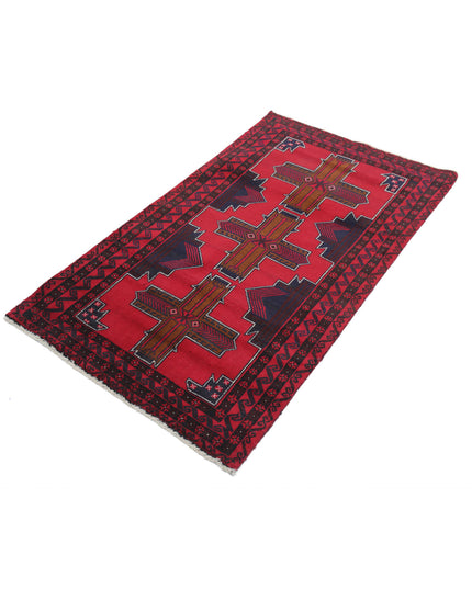 Baluch 2' 10" X 4' 9" Hand Knotted Wool Rug 2' 10" X 4' 9" (86 X 145) / Red / Wool
