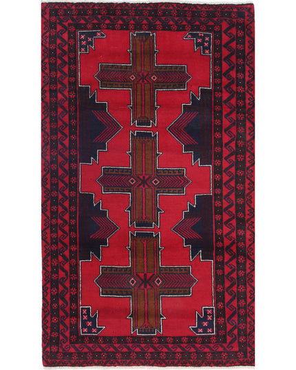 Baluch 2' 10" X 4' 9" Hand Knotted Wool Rug 2' 10" X 4' 9" (86 X 145) / Red / Wool