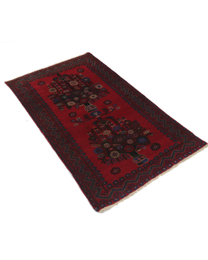 Baluch 2' 10" X 4' 8" Hand Knotted Wool Rug 2' 10" X 4' 8" (86 X 142) / Red / Wool