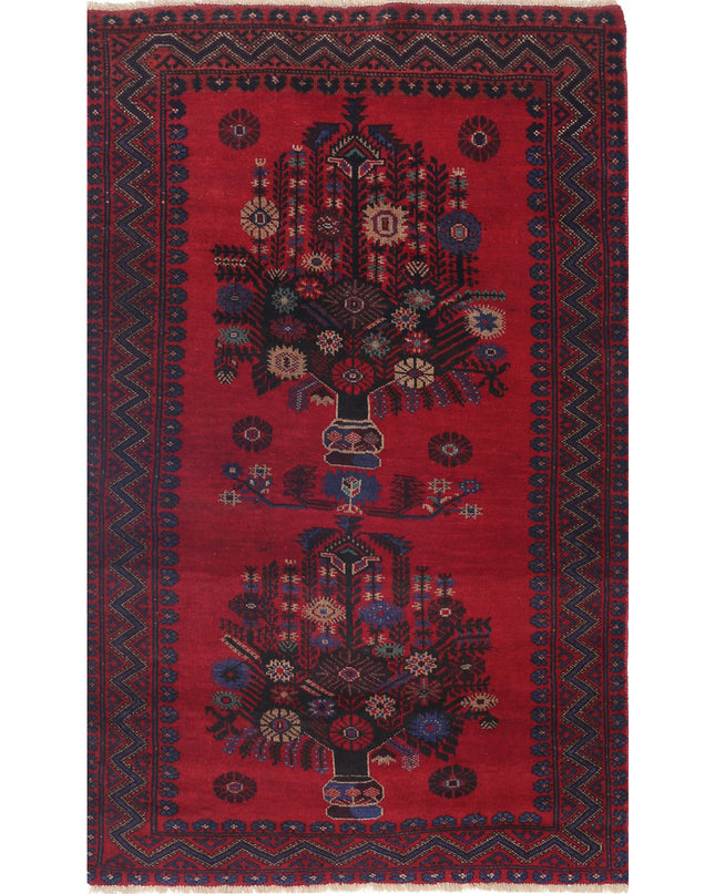 Baluch 2' 10" X 4' 8" Hand Knotted Wool Rug 2' 10" X 4' 8" (86 X 142) / Red / Wool