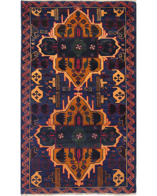 Baluch 3' 0" X 5' 1" Hand Knotted Wool Rug 3' 0" X 5' 1" (91 X 155) / Red / Wool