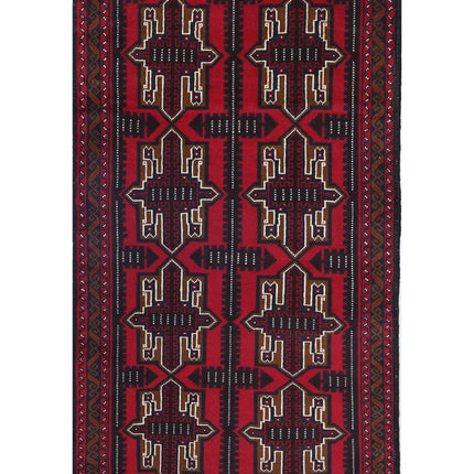 Baluch 2' 10" X 4' 10" Hand Knotted Wool Rug 2' 10" X 4' 10" (86 X 147) / Red / Wool