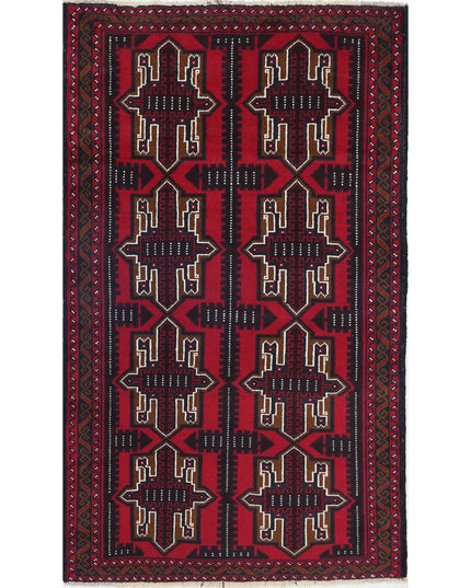 Baluch 2' 10" X 4' 10" Hand Knotted Wool Rug 2' 10" X 4' 10" (86 X 147) / Red / Wool