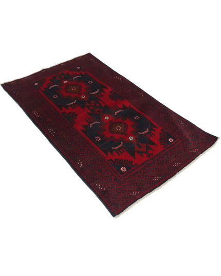 Baluch 3' 0" X 4' 11" Hand Knotted Wool Rug 3' 0" X 4' 11" (91 X 150) / Red / Wool