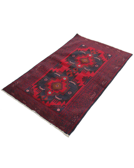 Baluch 3' 0" X 4' 11" Hand Knotted Wool Rug 3' 0" X 4' 11" (91 X 150) / Red / Wool