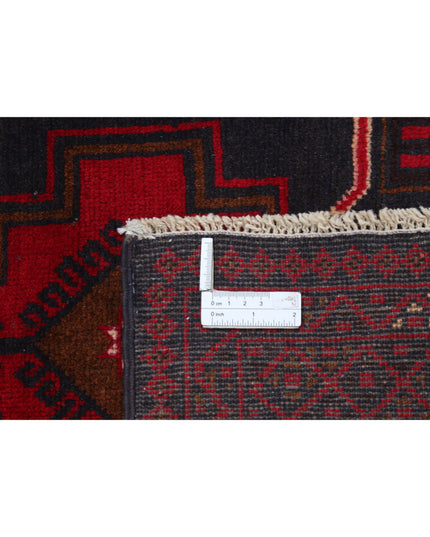 Baluch 3' 0" X 4' 11" Hand Knotted Wool Rug 3' 0" X 4' 11" (91 X 150) / Red / Wool