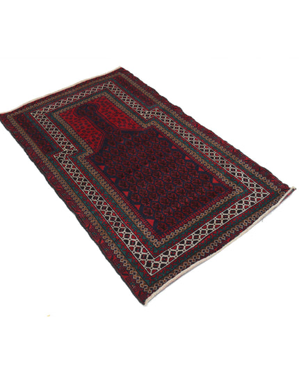 Baluch 3' 2" X 4' 9" Hand Knotted Wool Rug 3' 2" X 4' 9" (97 X 145) / Red / Wool