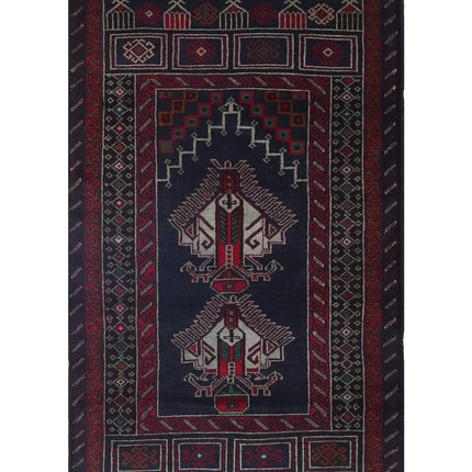 Baluch 2' 10" X 4' 9" Hand Knotted Wool Rug 2' 10" X 4' 9" (86 X 145) / Red / Wool