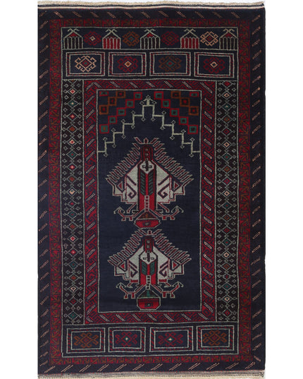 Baluch 2' 10" X 4' 9" Hand Knotted Wool Rug 2' 10" X 4' 9" (86 X 145) / Red / Wool