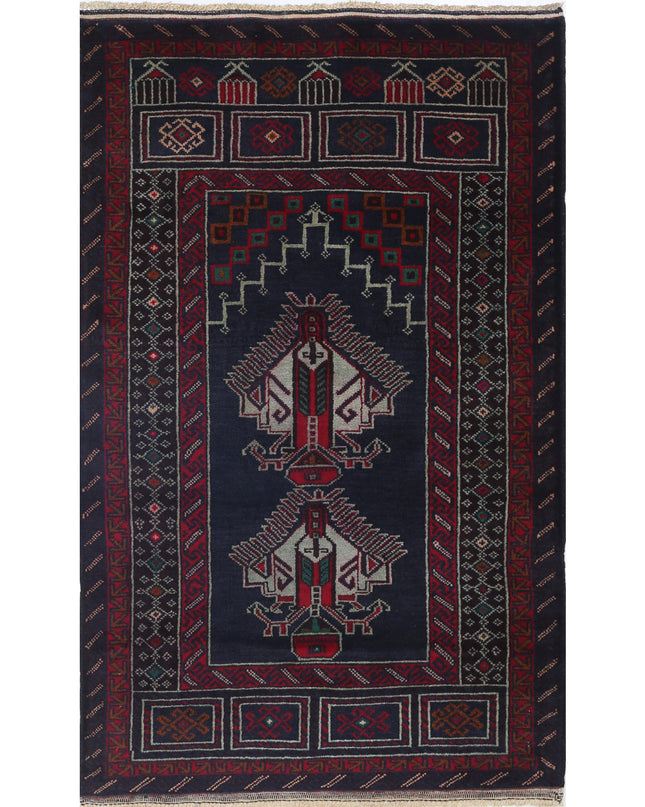 Baluch 2' 10" X 4' 9" Hand Knotted Wool Rug 2' 10" X 4' 9" (86 X 145) / Red / Wool