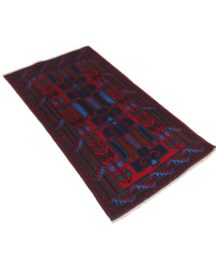 Baluch 2' 8" X 4' 7" Hand Knotted Wool Rug 2' 8" X 4' 7" (81 X 140) / Red / Wool
