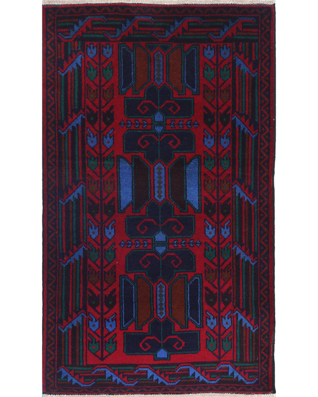Baluch 2' 8" X 4' 7" Hand Knotted Wool Rug 2' 8" X 4' 7" (81 X 140) / Red / Wool