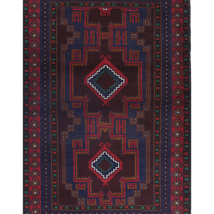 Baluch 3' 0" X 4' 5" Hand Knotted Wool Rug 3' 0" X 4' 5" (91 X 135) / Red / Wool