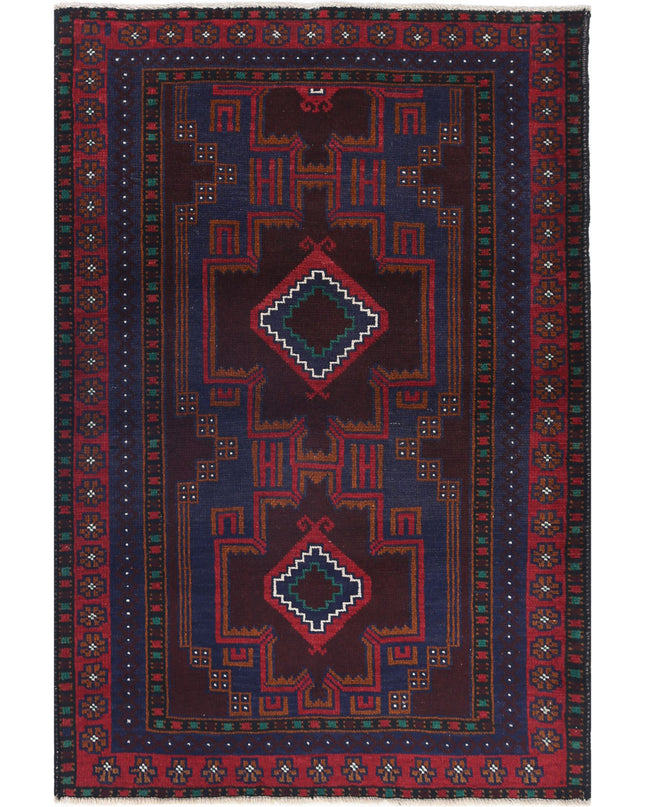 Baluch 3' 0" X 4' 5" Hand Knotted Wool Rug 3' 0" X 4' 5" (91 X 135) / Red / Wool