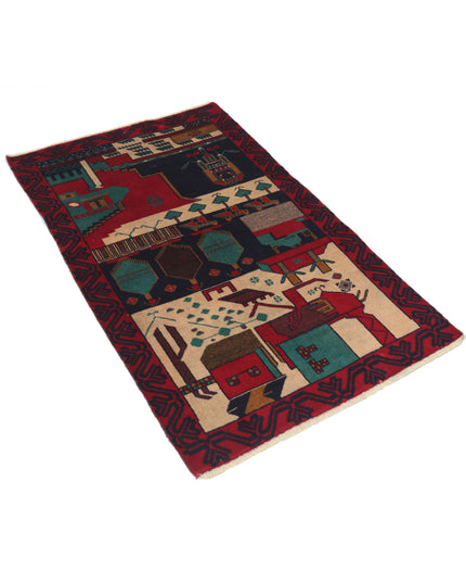 Baluch 2' 8" X 4' 4" Hand Knotted Wool Rug 2' 8" X 4' 4" (81 X 132) / Red / Wool