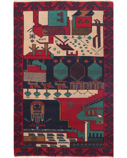 Baluch 2' 8" X 4' 4" Hand Knotted Wool Rug 2' 8" X 4' 4" (81 X 132) / Red / Wool