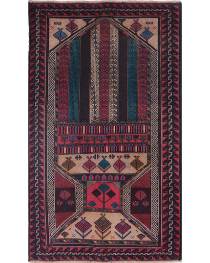 Baluch 2' 10" X 4' 11" Hand Knotted Wool Rug 2' 10" X 4' 11" (86 X 150) / Red / Wool