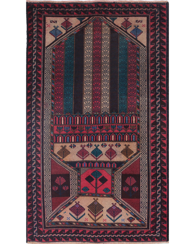 Baluch 2' 10" X 4' 11" Hand Knotted Wool Rug 2' 10" X 4' 11" (86 X 150) / Red / Wool