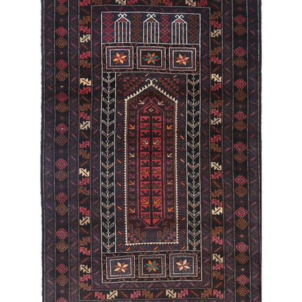 Baluch 2' 11" X 4' 9" Hand Knotted Wool Rug 2' 11" X 4' 9" (89 X 145) / Red / Wool