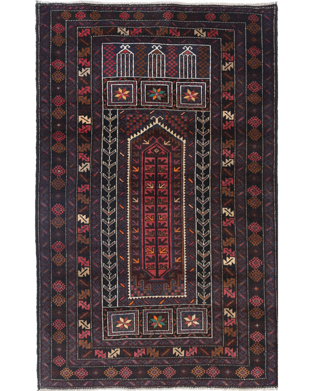 Baluch 2' 11" X 4' 9" Hand Knotted Wool Rug 2' 11" X 4' 9" (89 X 145) / Red / Wool
