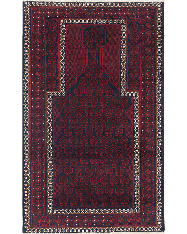 Baluch 2' 9" X 4' 7" Hand Knotted Wool Rug 2' 9" X 4' 7" (84 X 140) / Red / Wool