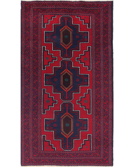 Baluch 2' 9" X 4' 11" Hand Knotted Wool Rug 2' 9" X 4' 11" (84 X 150) / Red / Wool
