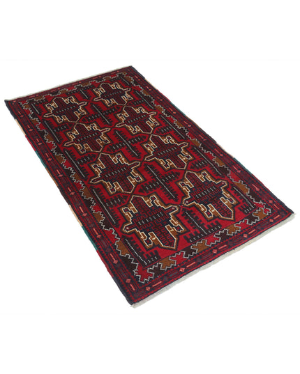 Baluch 2' 9" X 4' 6" Hand Knotted Wool Rug 2' 9" X 4' 6" (84 X 137) / Red / Wool