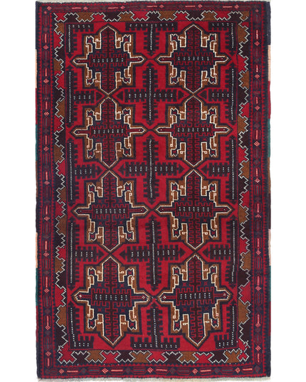 Baluch 2' 9" X 4' 6" Hand Knotted Wool Rug 2' 9" X 4' 6" (84 X 137) / Red / Wool
