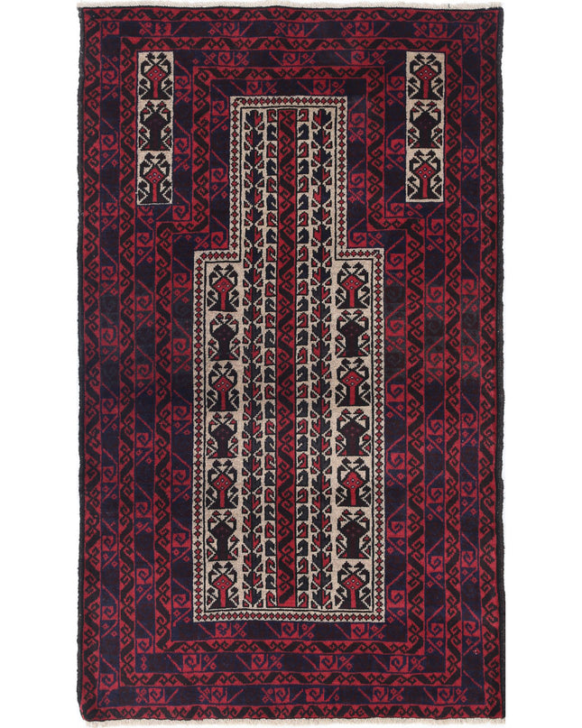 Baluch 2' 10" X 5' 0" Hand Knotted Wool Rug 2' 10" X 5' 0" (86 X 152) / Red / Wool