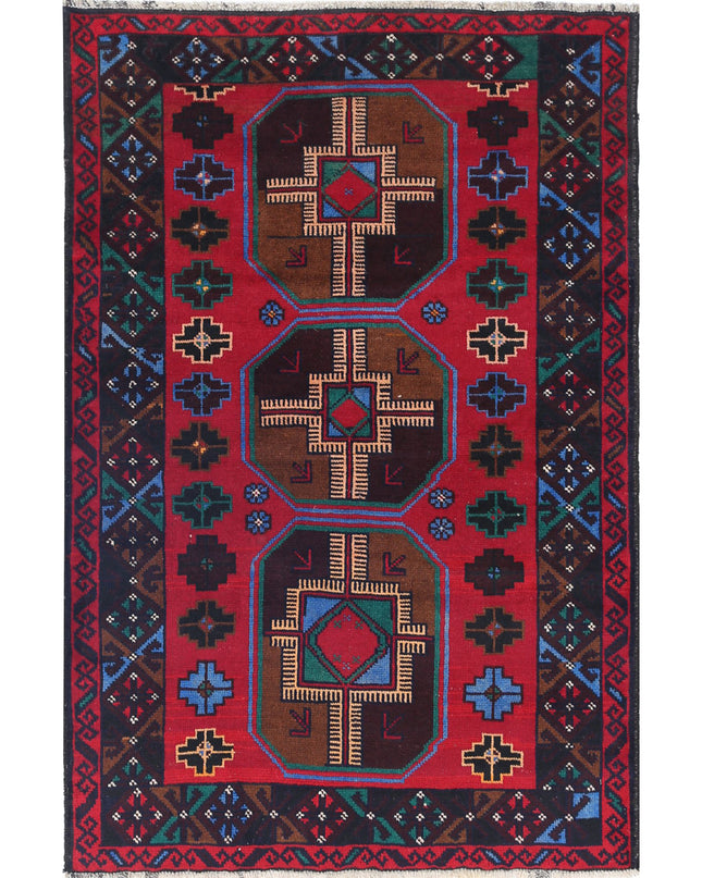 Baluch 2' 10" X 4' 5" Hand Knotted Wool Rug 2' 10" X 4' 5" (86 X 135) / Red / Wool