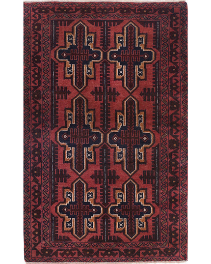 Baluch 2' 9" X 4' 6" Hand Knotted Wool Rug 2' 9" X 4' 6" (84 X 137) / Red / Wool
