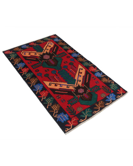 Baluch 2' 9" X 4' 5" Hand Knotted Wool Rug 2' 9" X 4' 5" (84 X 135) / Red / Wool
