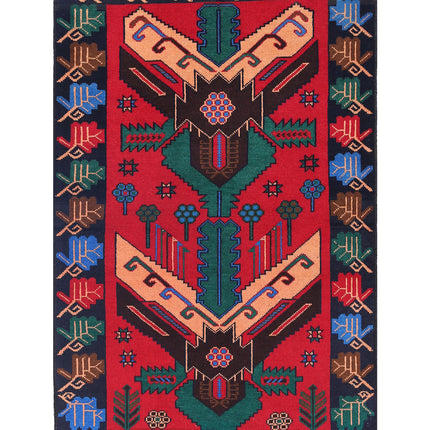 Baluch 2' 9" X 4' 5" Hand Knotted Wool Rug 2' 9" X 4' 5" (84 X 135) / Red / Wool
